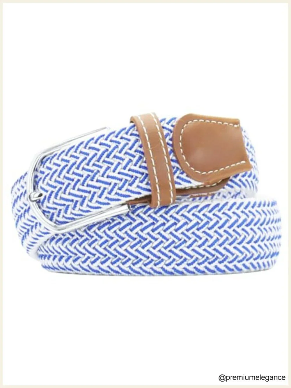 Unisex Elastic Woven Golf Belt – No Hole Design, Stretchy, Braided, Leather Trim